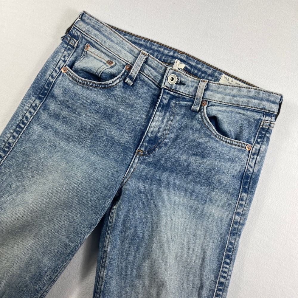 Rag‎ Bone Women's Size 27 Cloudy Mid Rise Flare Jeans Split Hem Light Wash